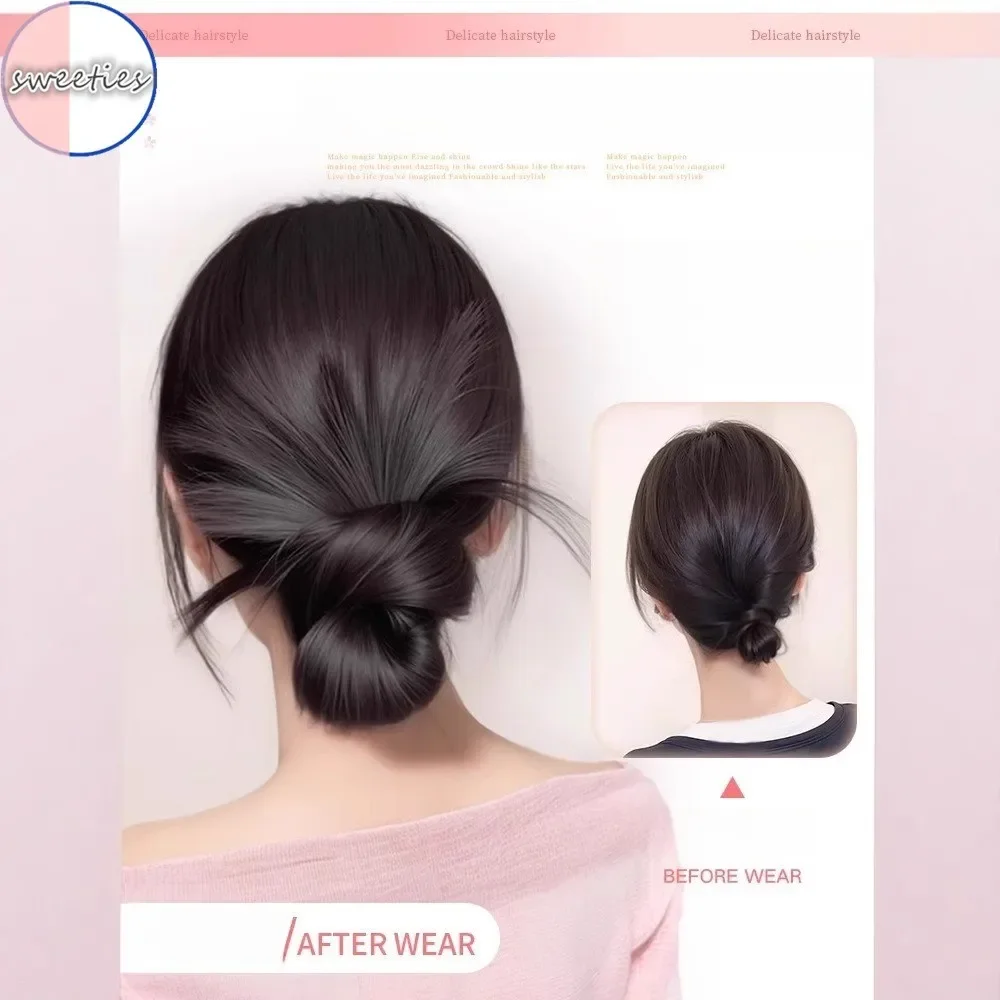 Y2k Chicken Nest Bun Damska peruka syntetyczna w stylu koreańskim Leniwy pączek kwiatowy Słodka i elegancka torba na perukę