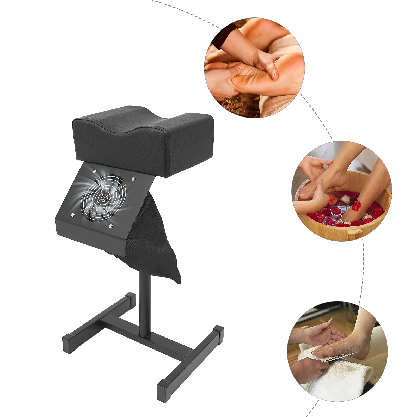 220V regulowany fotel do masażu stóp Spa nowoczesny stołek do paznokci z wentylatorem do czyszczenia kurzu profesjonalny fotel do pedicure 2600 obr./min biały/czarny