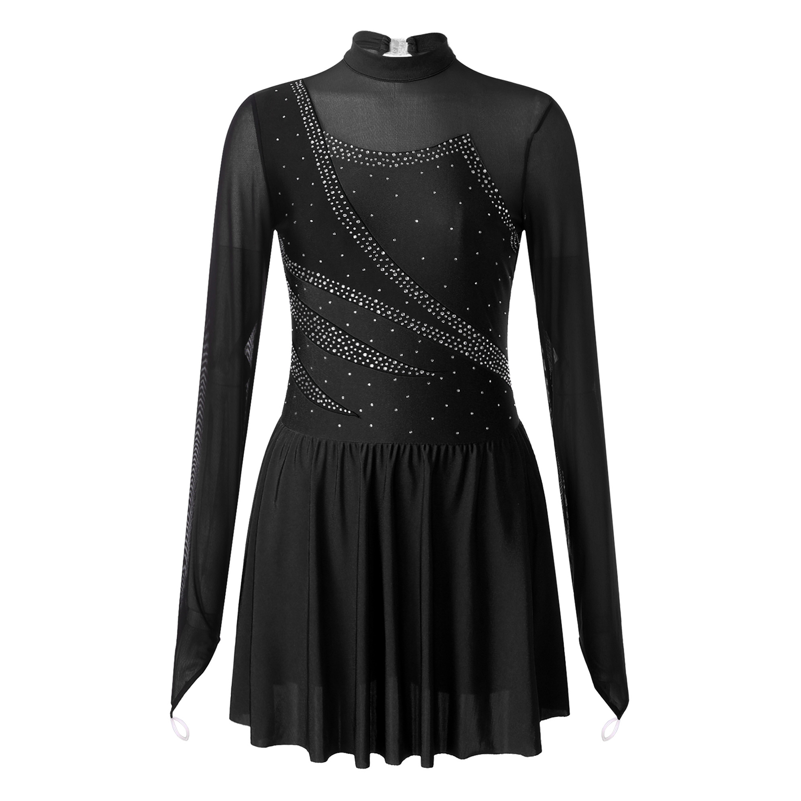 Damen Gymnastik Ballett Tanz Outfit Ballett Lyrical Dance Performance Kostüm Glitzerndes Strass Trikot Eiskunstlauf Kleid