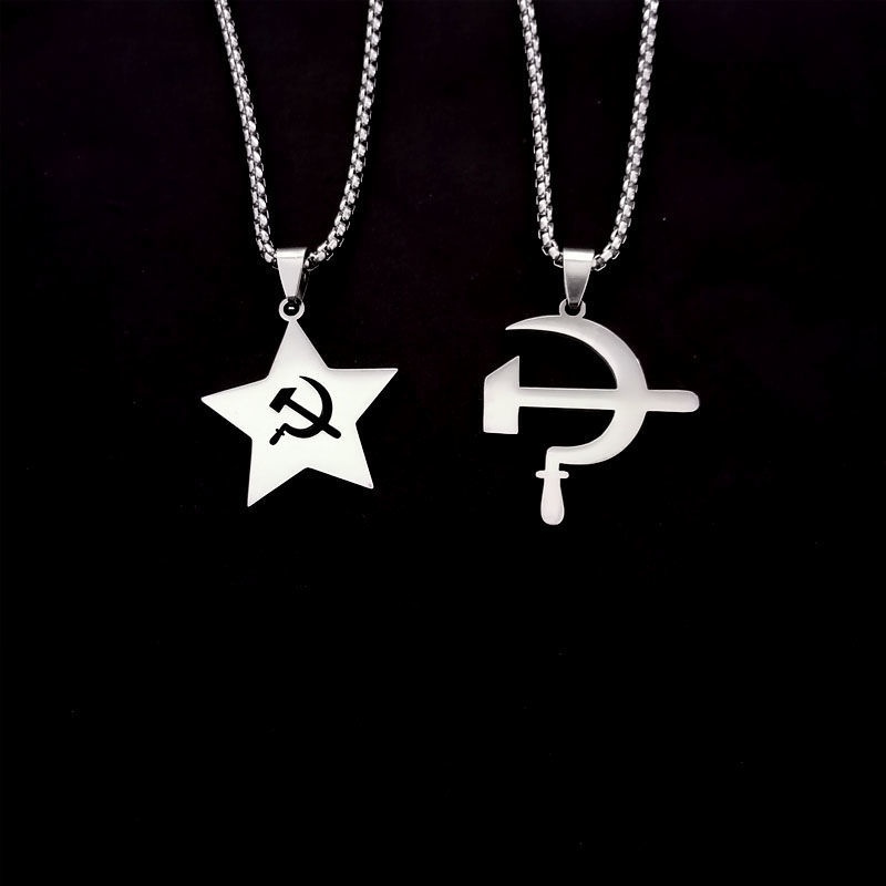 Urss fé encantos pingente foice martelo colar masculino moda jóias corrente menino gadgets amantes presentes para masculino feminino meninas