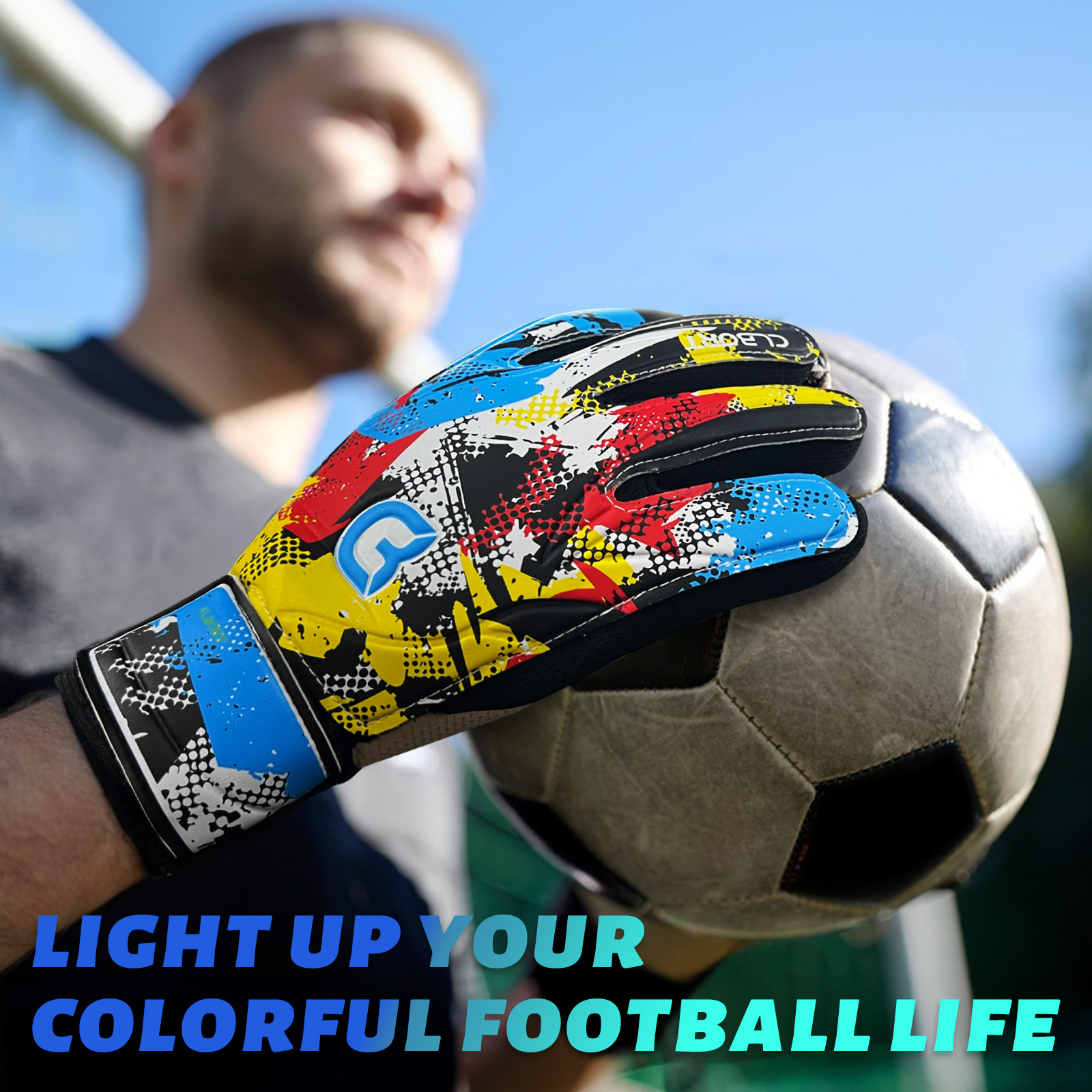 Fußball-Torwarthandschuhe, Torwarthandschuhe im Graffiti-Stil mit starkem Griff, rutschfeste Fußballhandschuhe