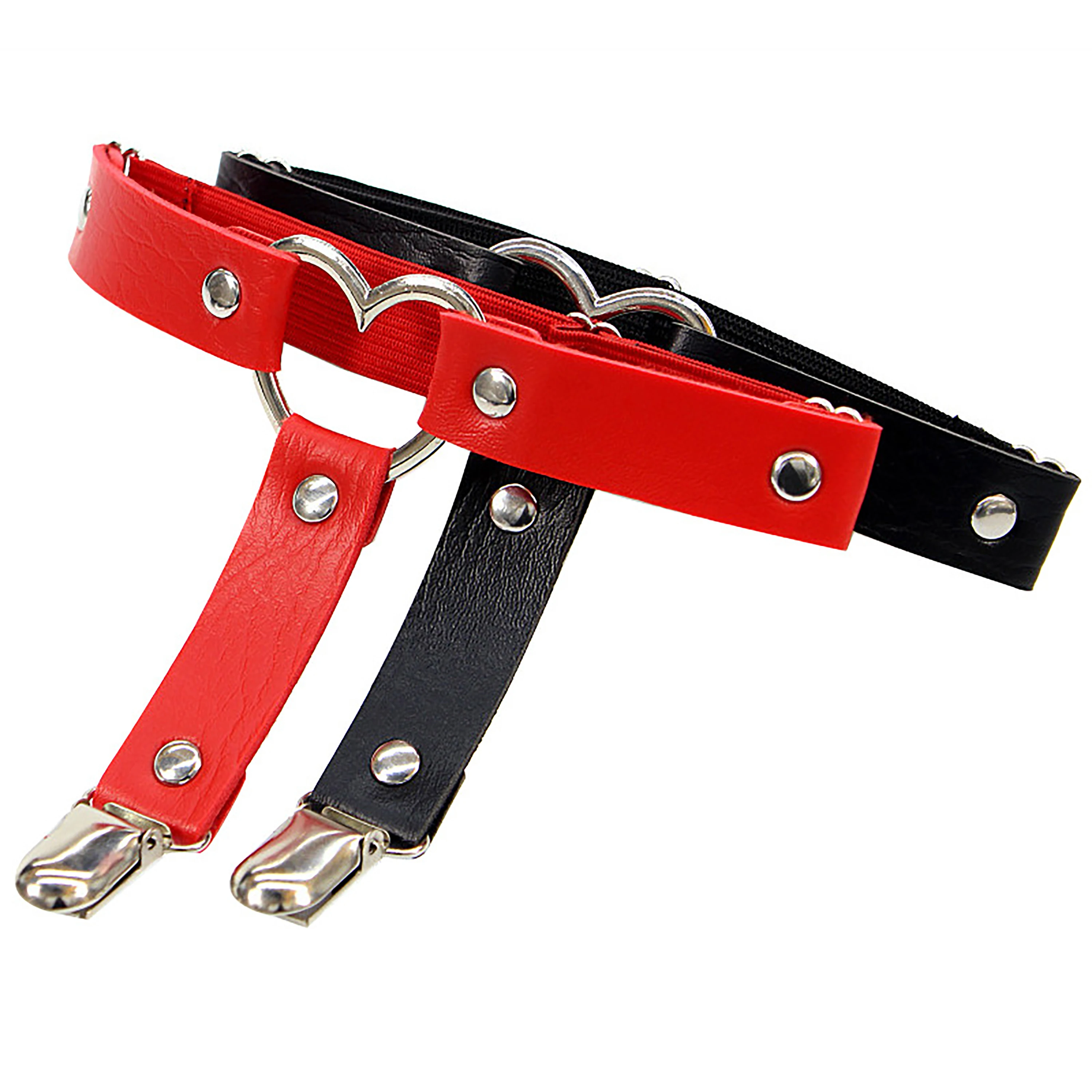 1PC T tipo Cuore PU Reggicalze in pelle Punk Goth Sexy Imbracatura elastica per le gambe Regolabile Lady Girls Giarrettiere Bar Accessori per feste