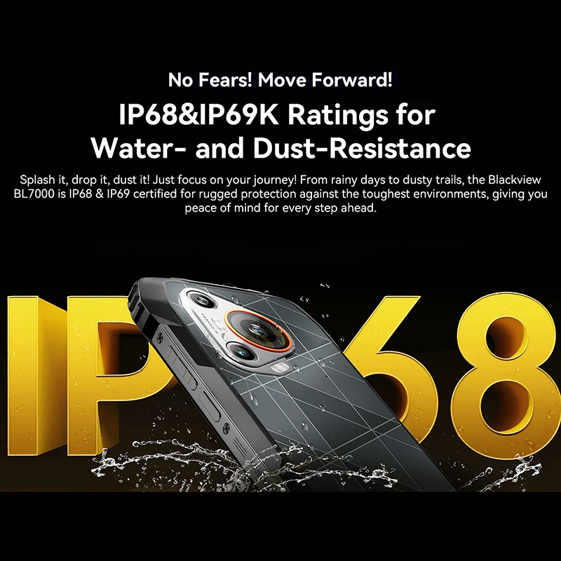 BLACKVIEW BL7000 5G AI Rugged Phone Deepseek GPT Android 15 Smartphone, 6.78" HD+2.4K Display 120Hz, 8GB RAM 256GB, 7500Amh