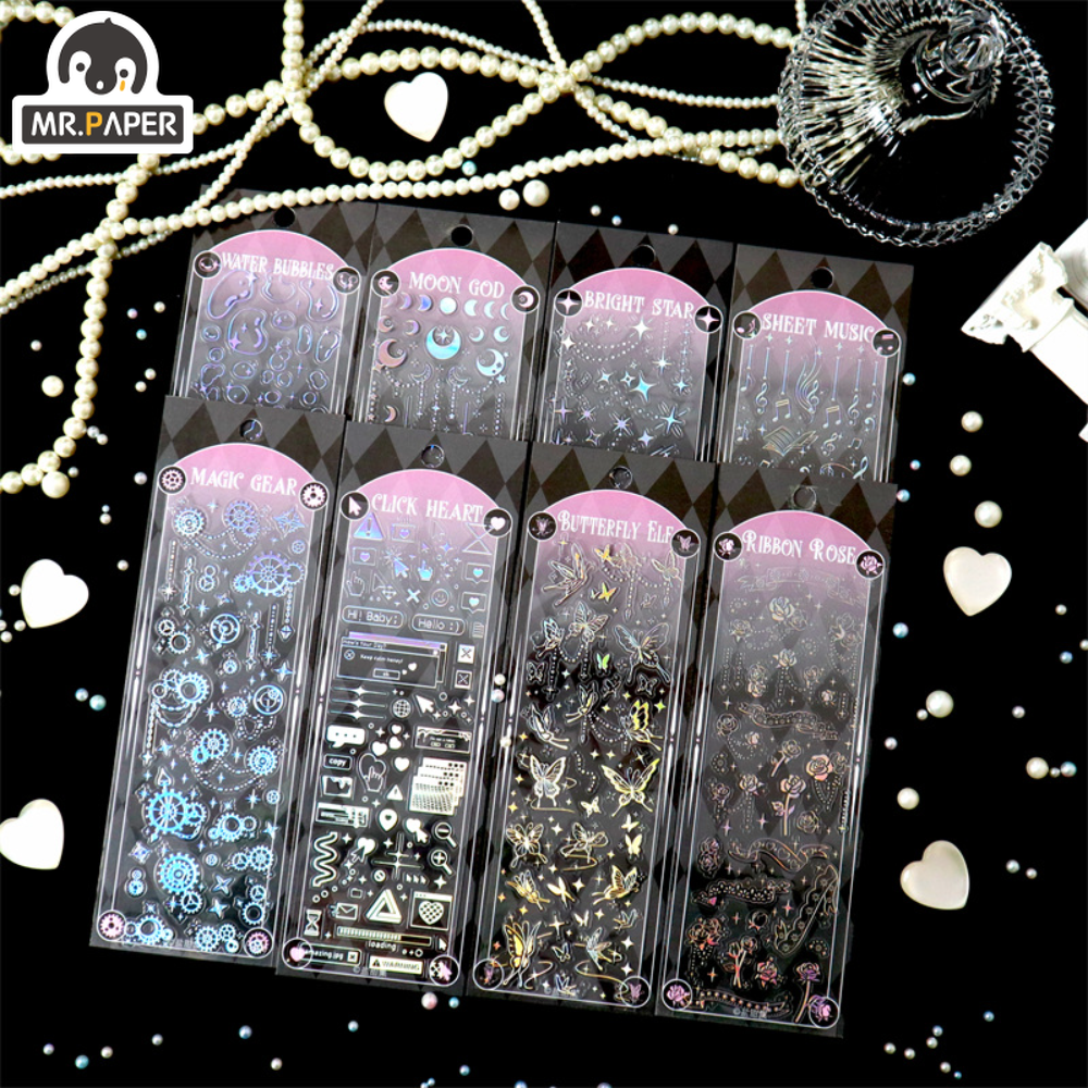 Mr. Giấy 8 Phong Cách 1 Cái/túi Thẩm Mỹ Bướm Hình Dán Laser Cá Tính INS Kpop Thần Tượng Thẻ Tay Tài Khoản Trang Trí