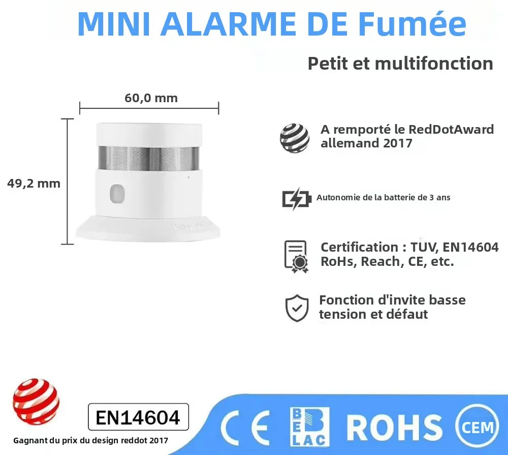 HEIMAN Zigbee détecteur de fumée système de maison intelligente 2.4GHz capteur de prévention de sécurité haute sensibilité
