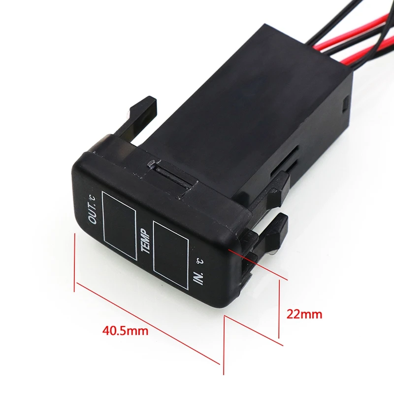 Display de temperatura dupla dentro e fora do carro sensor de temperatura dupla para toyota corolla reiz prado prius
