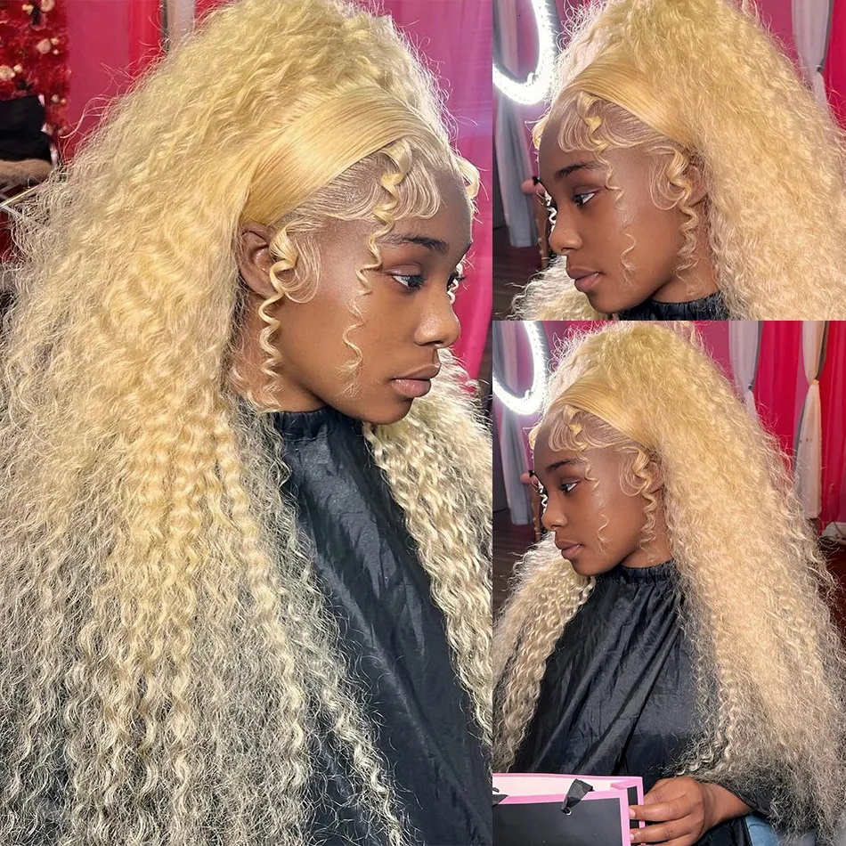 ディープウェーブレースフロントウィッグ,人間の髪の毛,ナチュラル,ブロンド,カラー,安い,hd,13x6, 13x4, 613