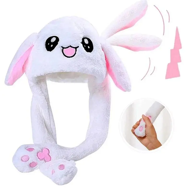 Gorros bonitos de felpa bordados para mujer, sombrero de regalo para niños, niñas y niños, gorro cálido con orejas de conejo bailando