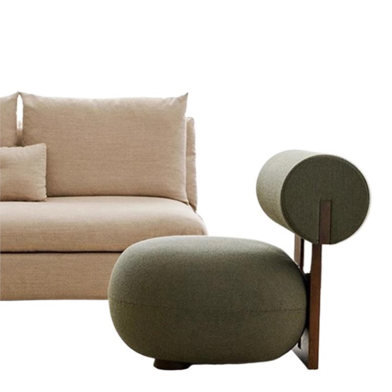 Silla de sofá de madera maciza de estilo nórdico moderno, se puede utilizar como viento crema, sala de estar, silla de hipopótamo de lana de cordero perezosa, silla de ocio individual