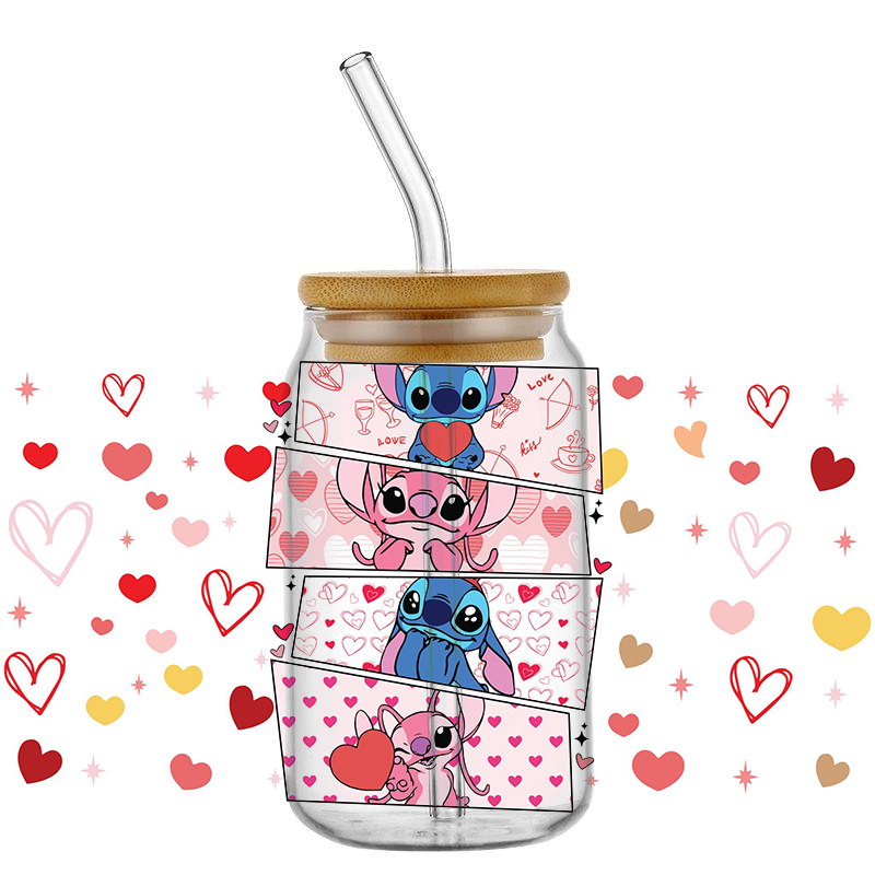 UV DTF tasse tasse enveloppes Miniso belle bande dessinée point 3D transfert autocollant pour 16oz Libbey lunettes tasse étanche autocollant bricolage