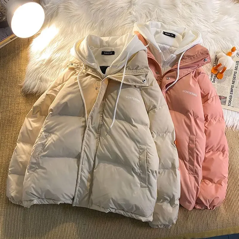 Chaqueta gruesa de algodón para mujer, abrigo multifuncional con cremallera, dos bolsillos falsos, ropa de ocio, moda coreana, invierno, Y2K