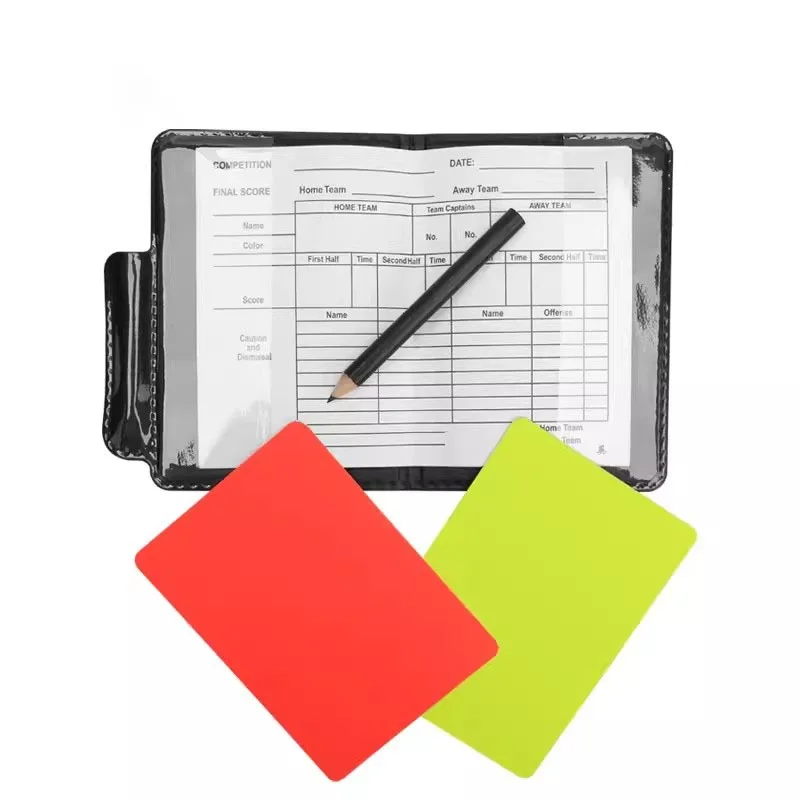 Football Soccer Referee Card Sets Warning Referee Red and Yellow Cards With Wallet Score Sheets Notebook Judge Game Referee Tool