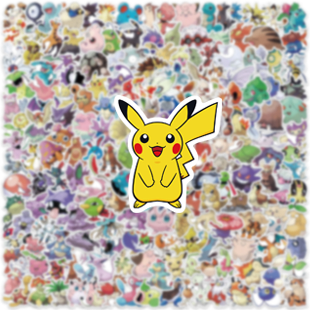100/200/300 pçs pokemon kawaii pikachu adesivos decoração decalques portátil skate carro bagagem telefone adesivo à prova dwaterproof água brinquedo