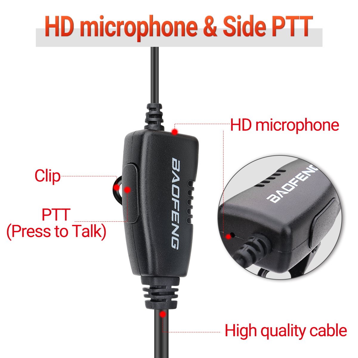 2 stks BAOFENG 2 Pin G-vorm Oorhaak Headset Oortelefoon PTT Voor Baofeng UV5R UVS9 UV-13 UV-17 UV-21 UV16 PRO PLUS Walkie Talkie