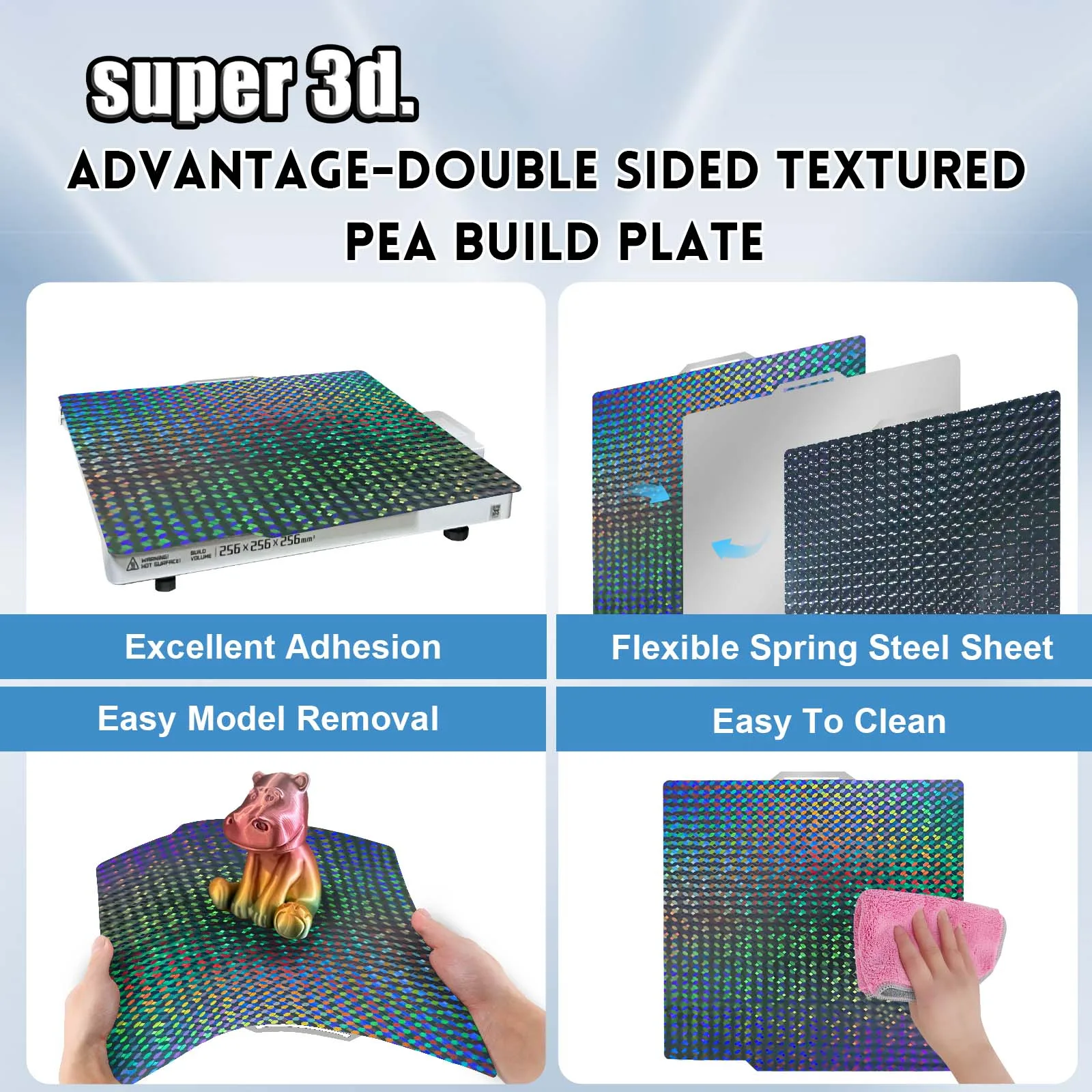 Bambulab Build Plate 257x257 Spring Steel Sheet Pei Peo H1H Pey Bambulabs Sheet A1 X1C P1S build plate 3d Printer Bamboo Lab