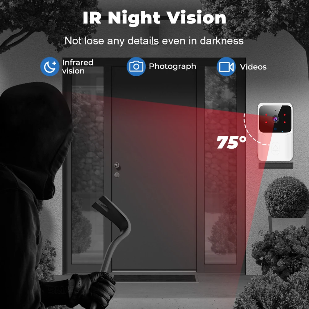 WiFi Video Deurbel Draadloze HD Camera IR Alarm Beveiliging Smart Home Deurbel WiFi Intercom voor thuis