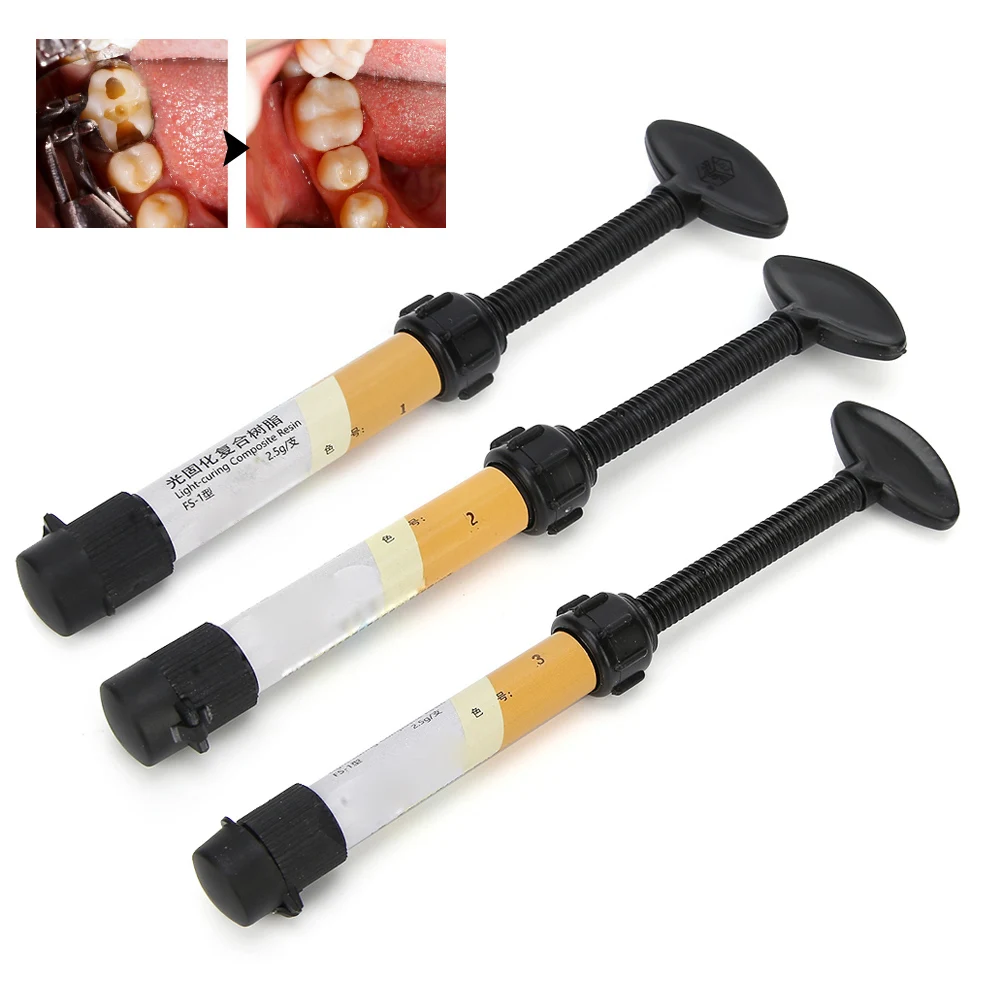 Dental Composite Resin Nanometer Solid Resin Light Curing Refill Syringe Delivery Tips Etch Gel Adhesive Bonding Flowing