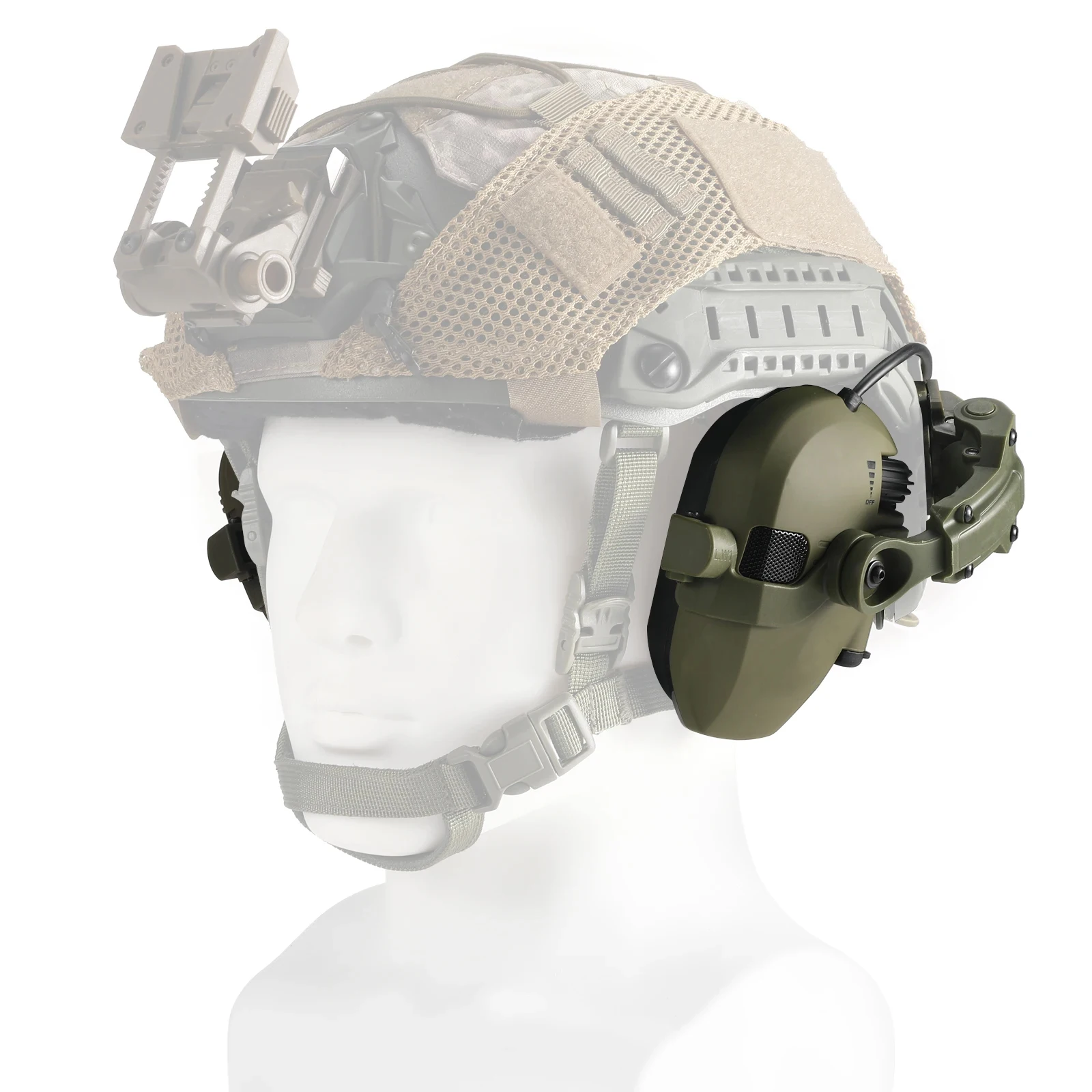 Capacete ativo montado earmuffs para tiro proteção auditiva eletrônica orelha proteger redução de ruído ativo caça fone de ouvido