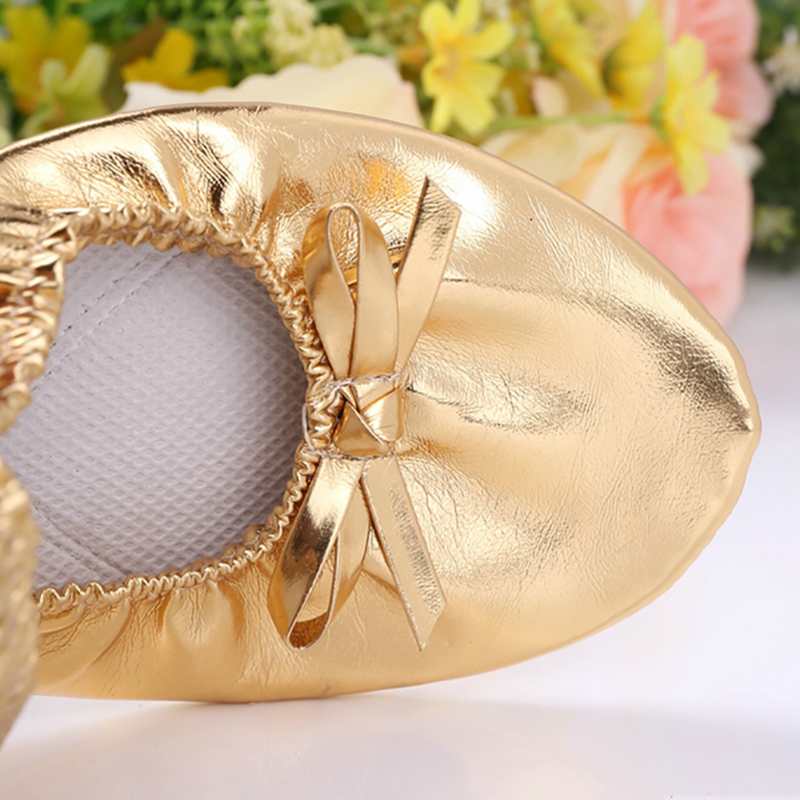USHINE EU27-41 PU superior oro suave fiesta de boda zapatos de danza del vientre de las mujeres zapatos de Ballet de cuero del vientre para niños para niñas