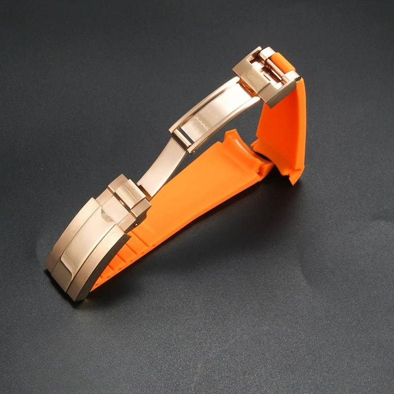 High Quality Black Green Red Blue White Colored Style Silicone Watchband Curved Interface for Rolex Datejust Submariner Strap