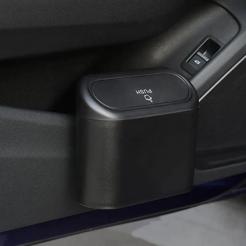 Contenitore per auto appeso per veicoli, custodia per polvere, scatola di immagazzinaggio, tipo pressatura quadrata nera, bidone della spazzatura, accessori per interni auto