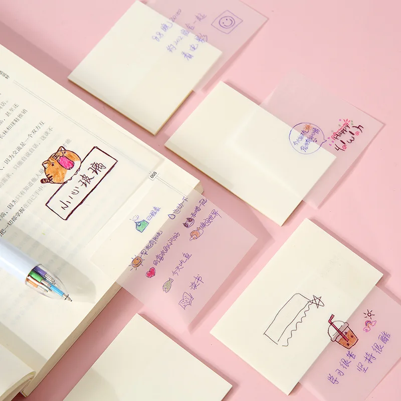 Clear Sticky Notes Minimalist Design High Value Memo Pads for School Office Notebook Accessories memo pad scrapbooking kawaii