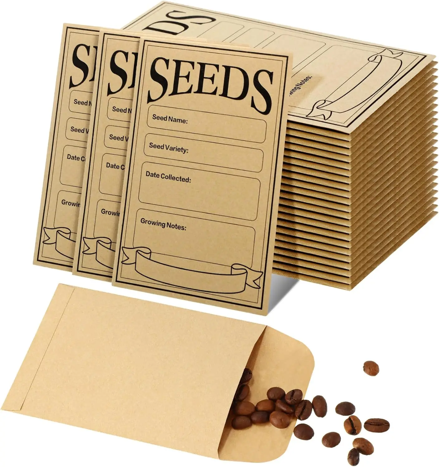 50/100/150 Pcs Seed Envelopes Resealable Seed Packets 3.15 x 4.72 Inch Secure Tiny Seal Saving Envelopes(Brown)