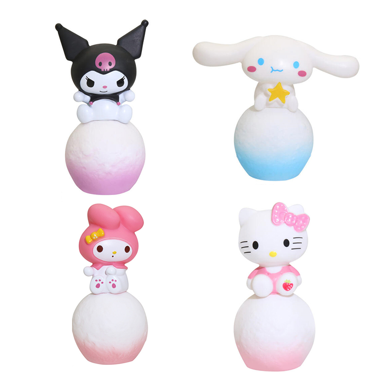 Sanrio luz nocturna Kawaii Hello Kitty Kuromi Cinnamoroll figuras de Anime lámpara brillante dormitorio luz decoración de habitación juguetes para niños