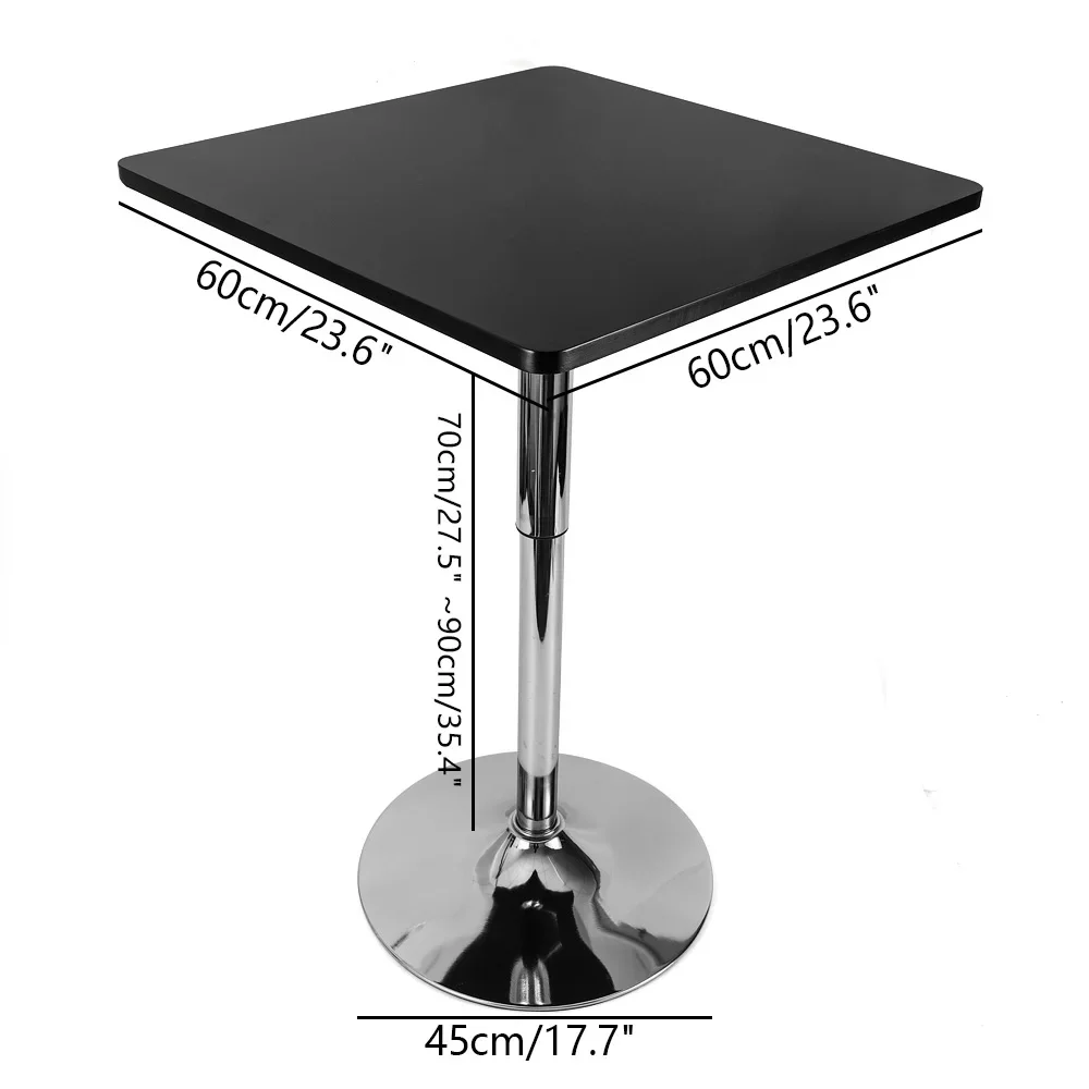 Mesa de bar quadrada, altura de base ajustável com 360 °   Pião para sala de jantar, casa, cozinha, pátio, bistrô