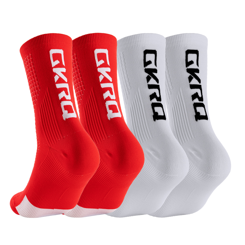 GKRQ 4 pares 2023 nuevos calcetines de ciclismo bicicleta enfermera compresión bicicleta de carretera correr Mtb hasta la rodilla deportes blancos marca divertida negro