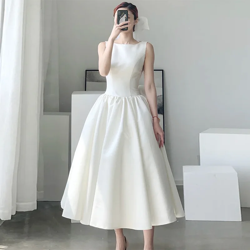 女性のための白いサテンのウェディングドレス,エレガント,長い,セクシー,パーティー,卒業式,夏,2023