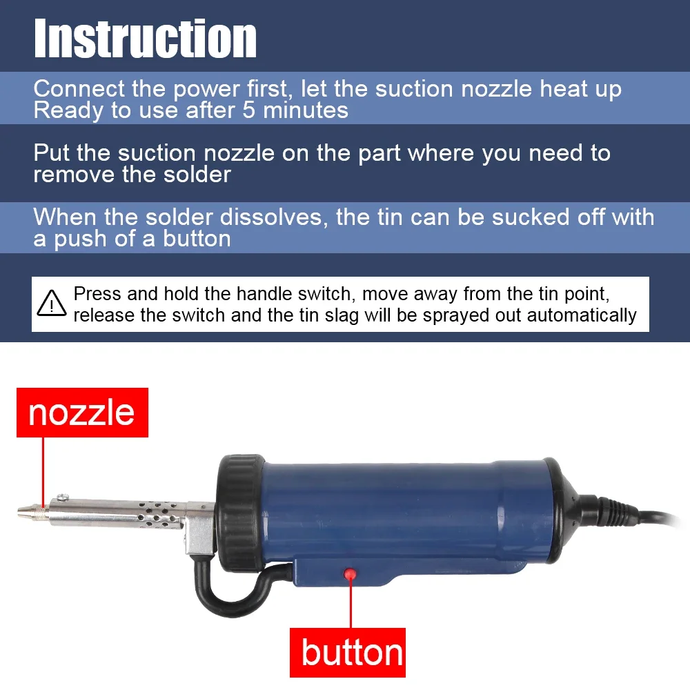 Automatic Remove Pump with 3 Suction Nozzle Electric Solder Portable New Desoldering Machine Tin Sucker Vacuum Soldering