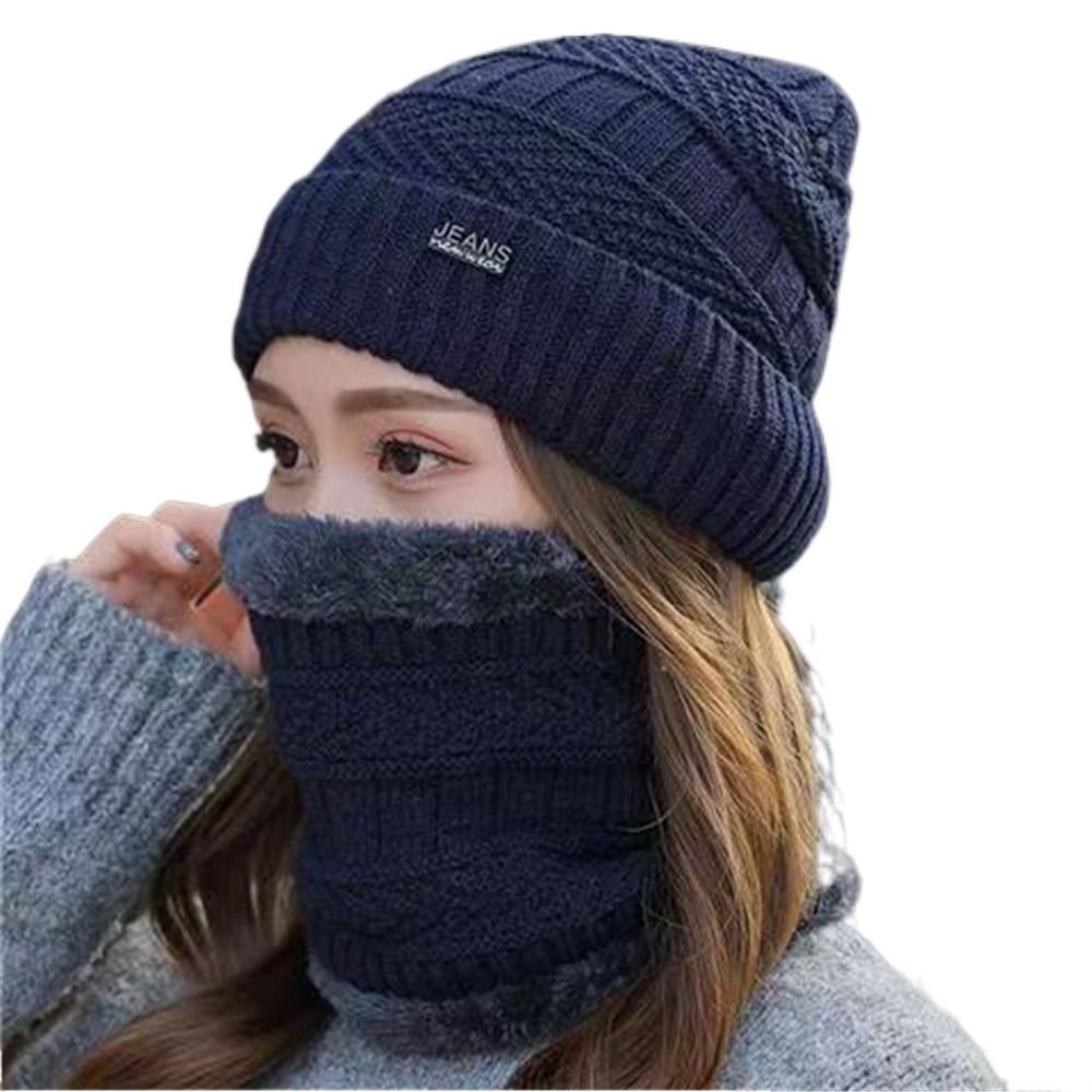 Mannen Vrouwen Winter Beanie Muts Sjaal Casual Thermische Fleece Gebreide Muts Zachte Warme Bivakmuts Wol Halswarmer Sjaal Cap