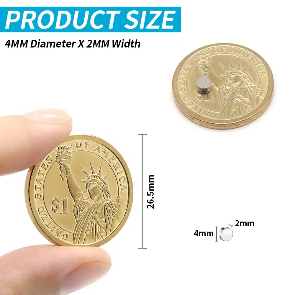 แม่เหล็กทรงกลมทรงพลัง 120 ชิ้น 4x2 มม. สำหรับตู้เย็น, สำนักงาน, DIY