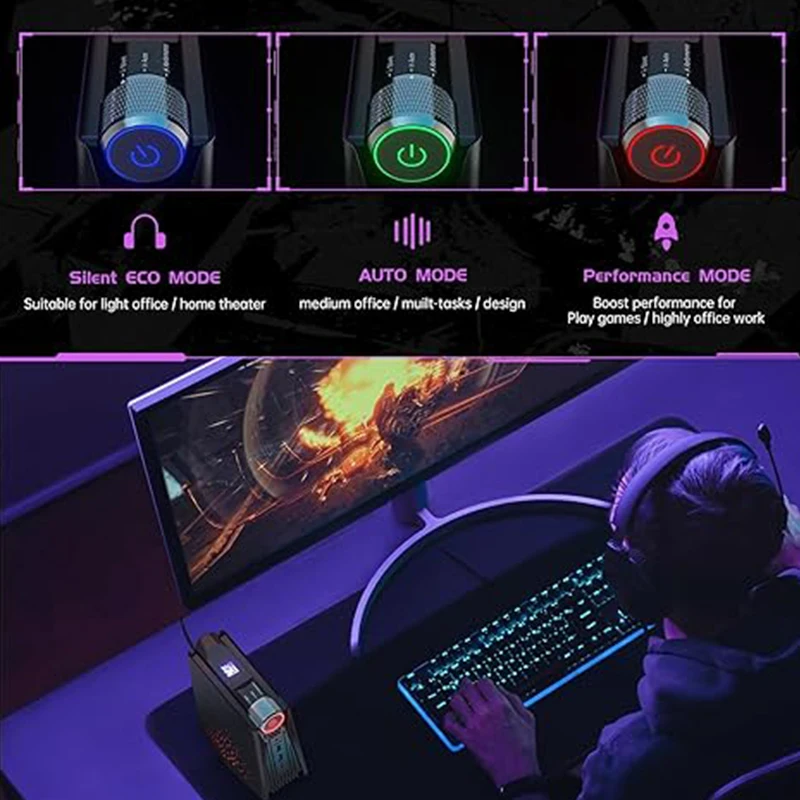 ACEMAGIC-Luz Respiratória Colorida, Mini PC AMR5, AMD Ryzen 7 5700U, DDR4, 16G, SSD512 GB, Windows 11Pro, RGB