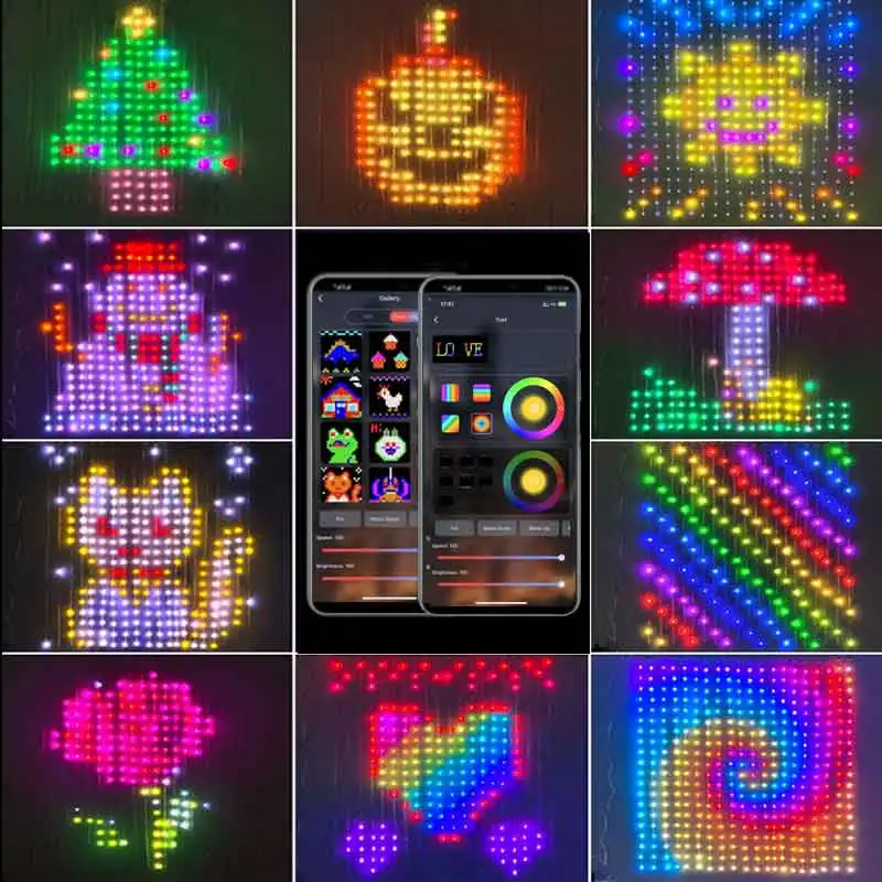 400 diod LED inteligentne kurtyny świetlne aplikacja Bluetooth LED String bajkowe oświetlenie RGB DIY wyświetlacz zmiany muzyki do dekoracji okna sypialnia