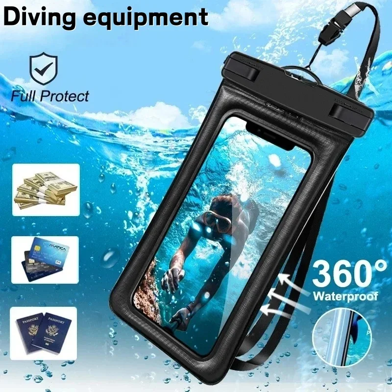 3 Layers High Waterproof Sealing Swimming Bag Large Size Transparent Underwater Dry Protection Bag for Iphone Mobile Phone Pouch