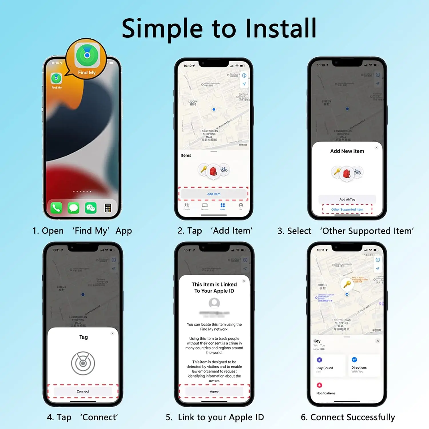 Mini traceur GPS intelligent sans fil, dispositif de rappel Anti-perte, SmartTag pour Apple Find My APP, localisateur de clé pour enfants