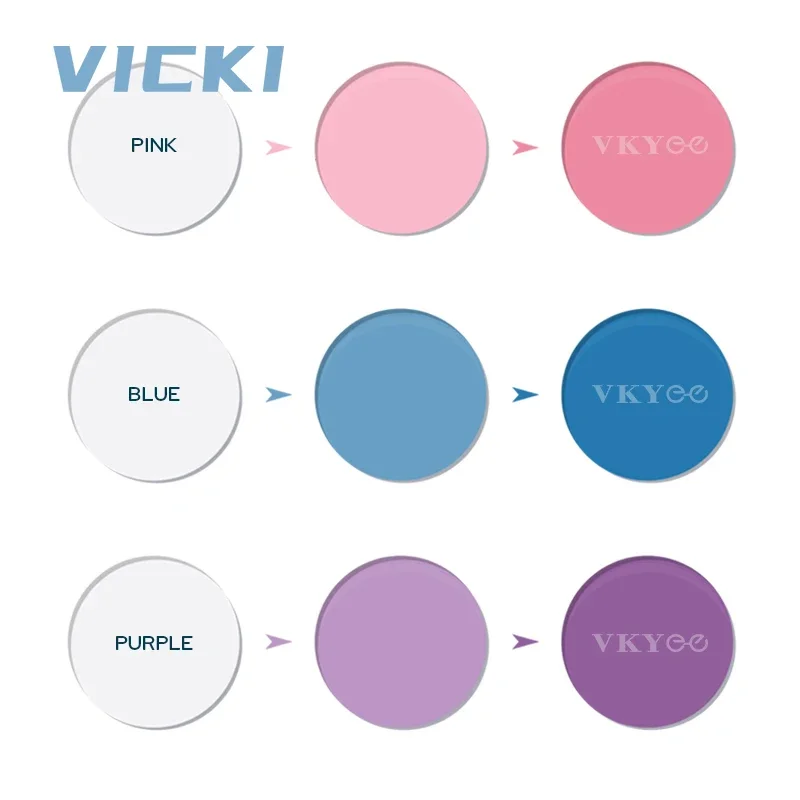 VICKY Photochromic Xám Nâu Hồng Tím Xanh Dương Series 1.56 1.61 1.67 Đơn Thuốc Kính Ống Kính Cho Cận Thị Hyperopia