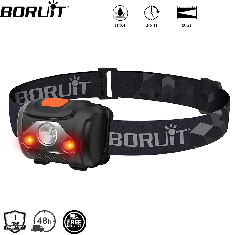 BORUiT XPE + 2835 Đèn LED Mini Đèn Pha 4 Chế Độ ABS Đèn Pha IPX4 Chống Nước Đầu Đèn Pin AAA Pin Fshing săn Bắn Lồng Đèn