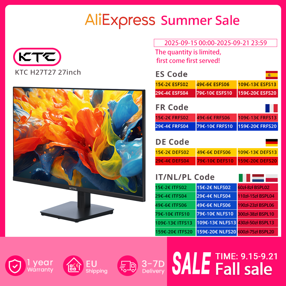 KTC H27T27 27 inch QHD 100Hz gamingmonitor 2560x1440 IPS snel paneelscherm 16:9 ELED 1 ms GTG-reactietijd 99% sRGB HDR10