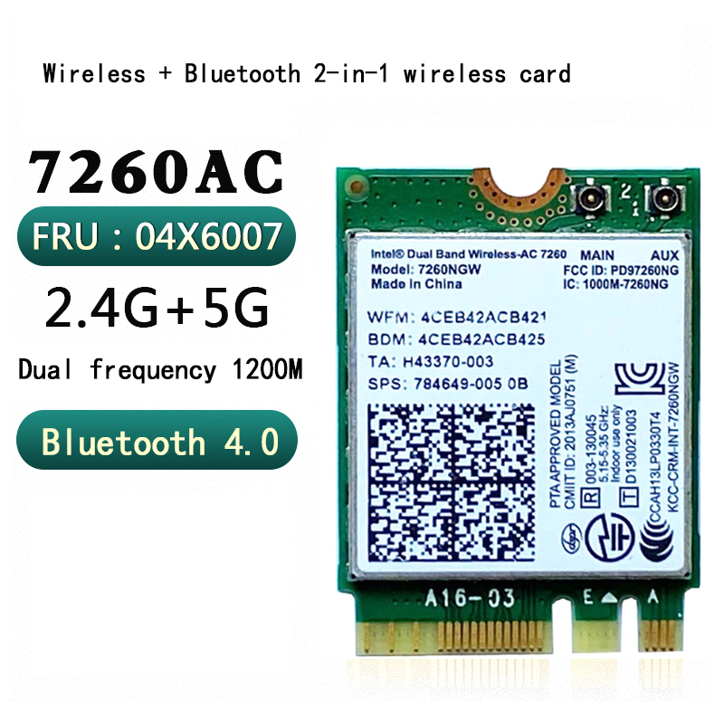 7260AC Bluetooth 4,0 WiFi tarjeta de red inalámbrica NGFF M.2 Wifi Dongle 802.11AC banda Dual 2,4G 5G para ordenador portátil 7260 7260NGW