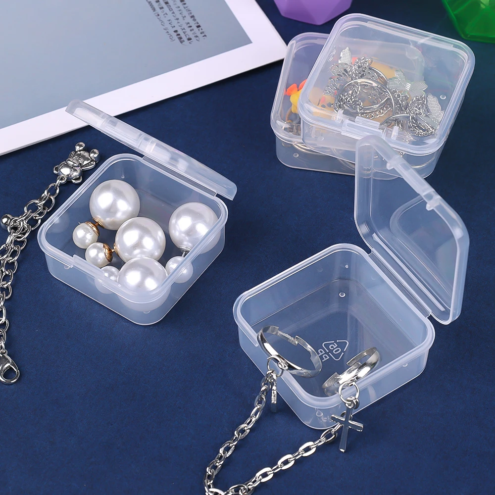 Storage Box Transparent Square Plastic Boxes Earrings Jewelry Packaging Storage Small Square Box DIY Jewelry Organizer