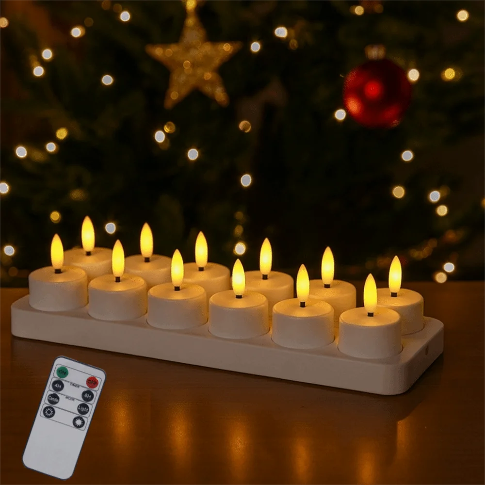 Velas LED sin llama con pilas, velas creativas, luces de té, decoración para fiesta de Navidad y Halloween, 4-12 Uds.