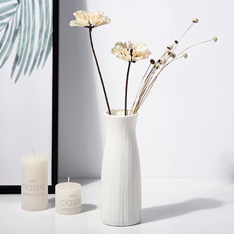 สแกนดิเนเวียนแจกันพลาสติกห้องนั่งเล่นห้องนอนแจกันตกแต่ง Simple Home ดอกไม้สดแจกัน 1 ชิ้น