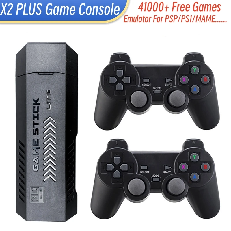 X2 Plus Retro Game Console 128G - 41000 Games, Multi-Emulator for PSP/PS1/MAME with Wireless Gamepads