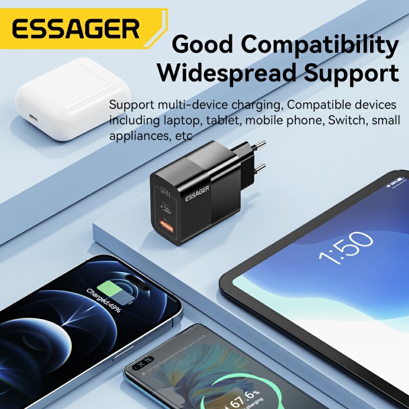 Essager usb c ladegerät 33w gan typ c pd schnell aufladen für iphone 14 13 12 11 pro max xs 8 p für ipad pro air ipad mini