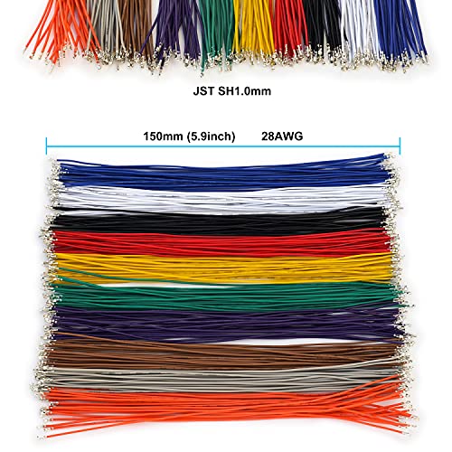 JST Connector Kit 1.0mm Pitch JST-SH 1.0 Micro Connector with Premium 28AWG Pre-Crimped Cables,SH 1.0mm Connector (SH-Kit)