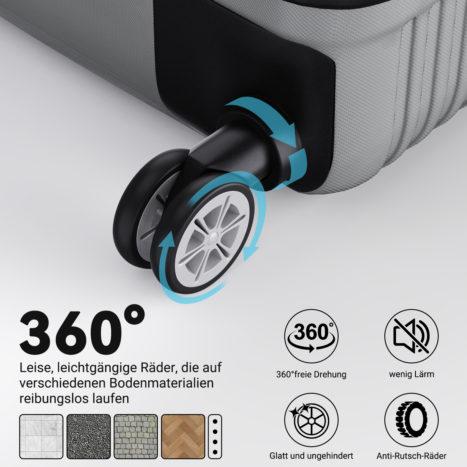 Conjunto Comanlai de 3 malas com trava TSA e rodas universais, bagagem de mão de viagem ABS com suporte de carga portátil, prata