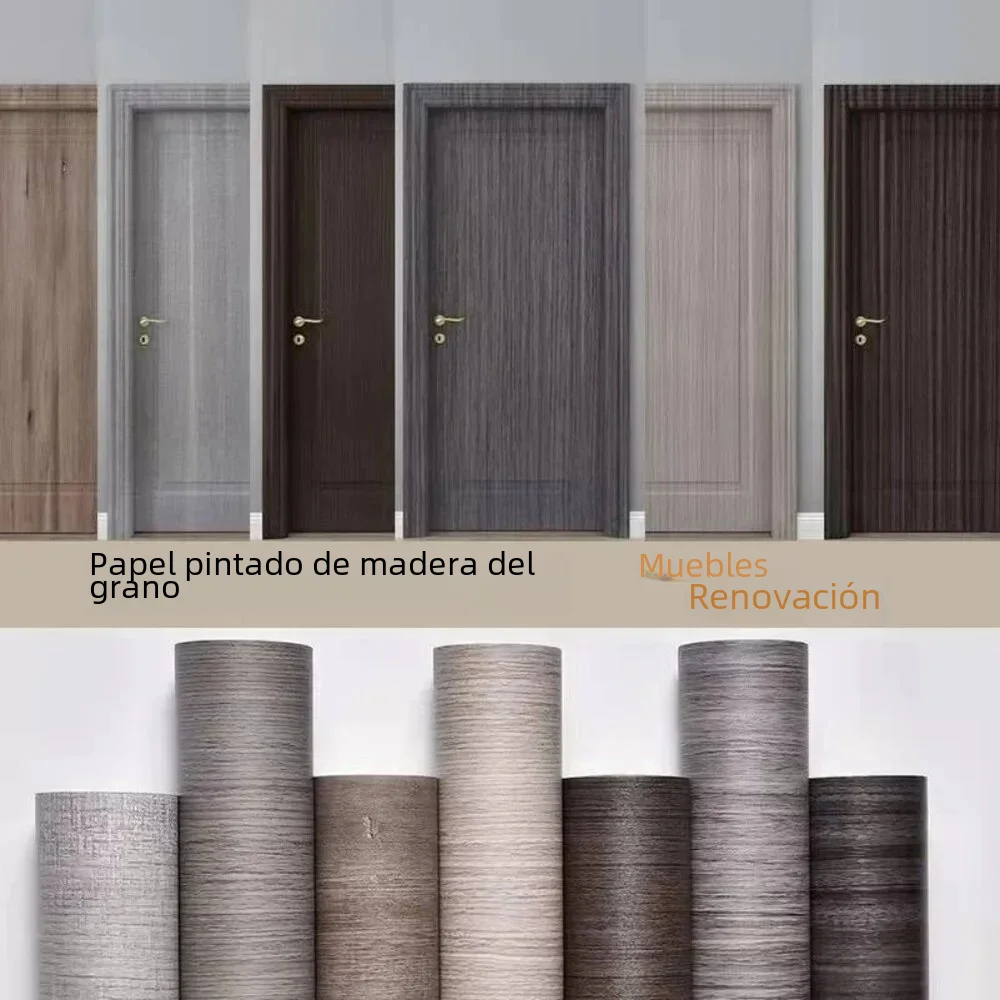 Pegatinas de puerta de grano de madera de 90 de ancho para armario, mesa, armario, muebles, papel tapiz autoadhesivo de PVC impermeable, decoración del hogar